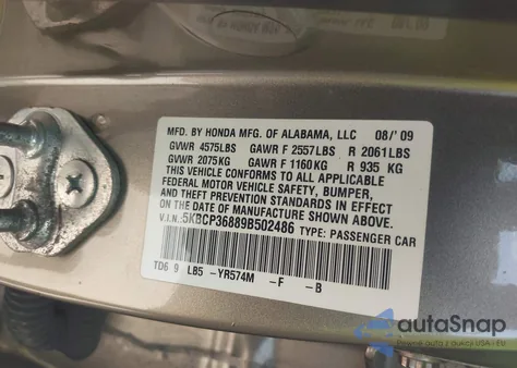 2009 Honda Accord Sdn 3.5 Ex-L/Ex-L from USA, damaged, VIN 5KBCP36889B502486